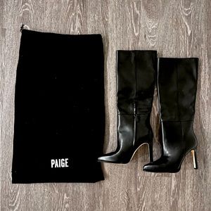PAIGE High Heel Leather Boots Size 9 - Black